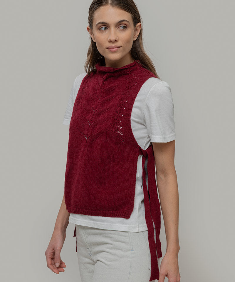 Gilet Donna Lana Rigenerata Pettorina Aperta Rebecca - Rifò Lab Moda circolare made in Italy