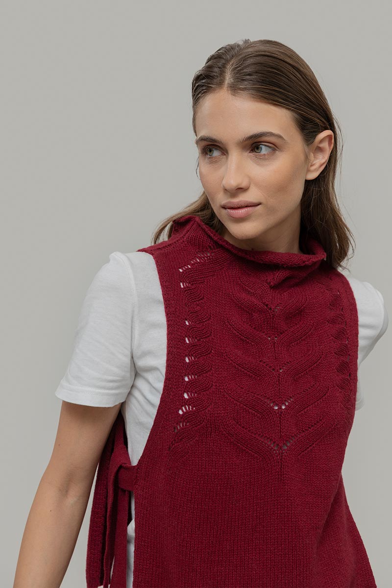 Gilet Donna Lana Rigenerata Pettorina Aperta Rebecca - Rifò Lab Moda circolare made in Italy