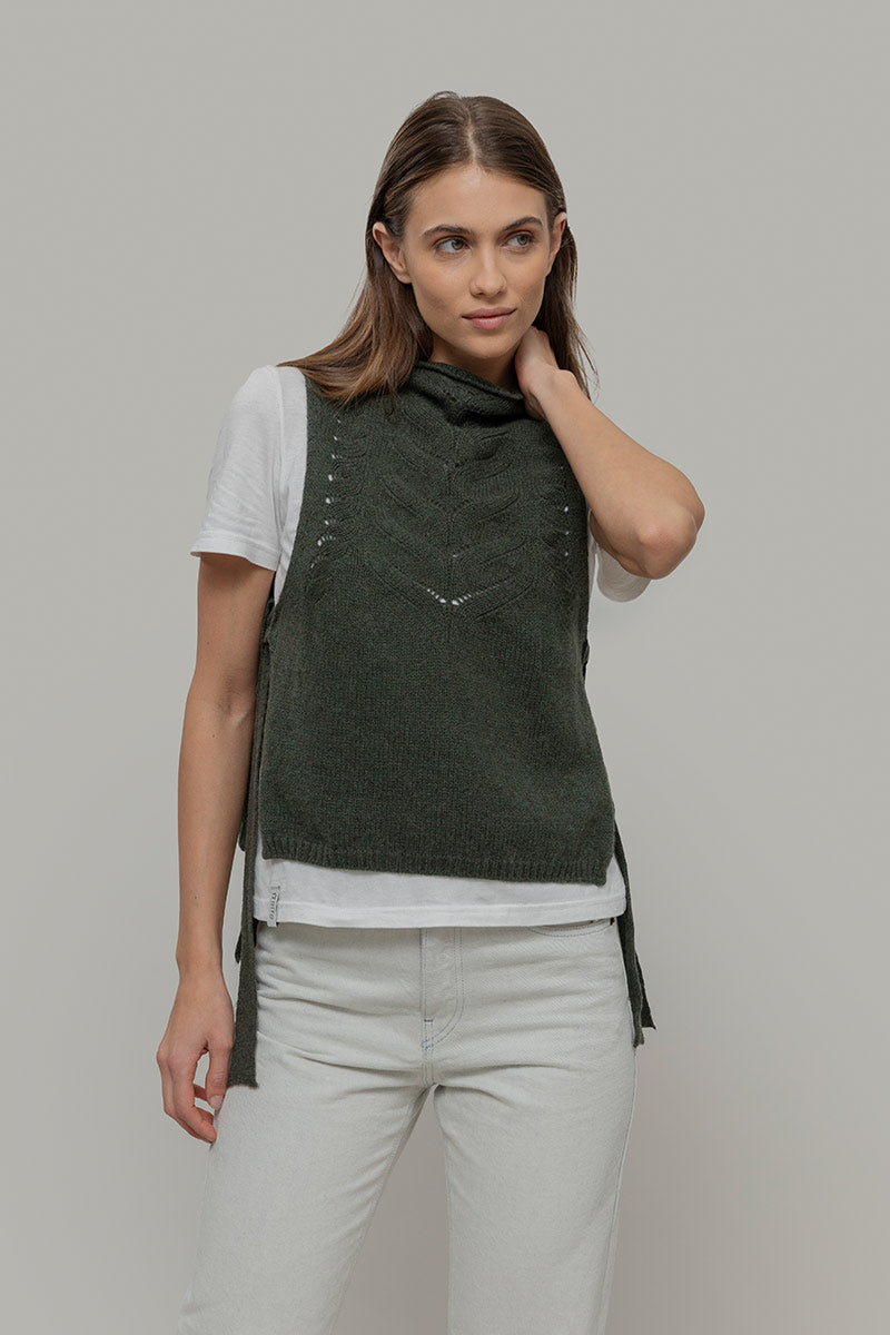 Gilet Donna Lana Rigenerata Pettorina Aperta Rebecca - Rifò Lab Moda circolare made in Italy
