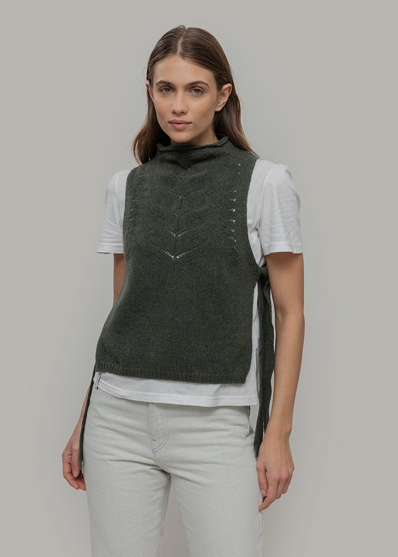 Gilet Donna Lana Rigenerata Pettorina Aperta Rebecca - Rifò Lab Moda circolare made in Italy