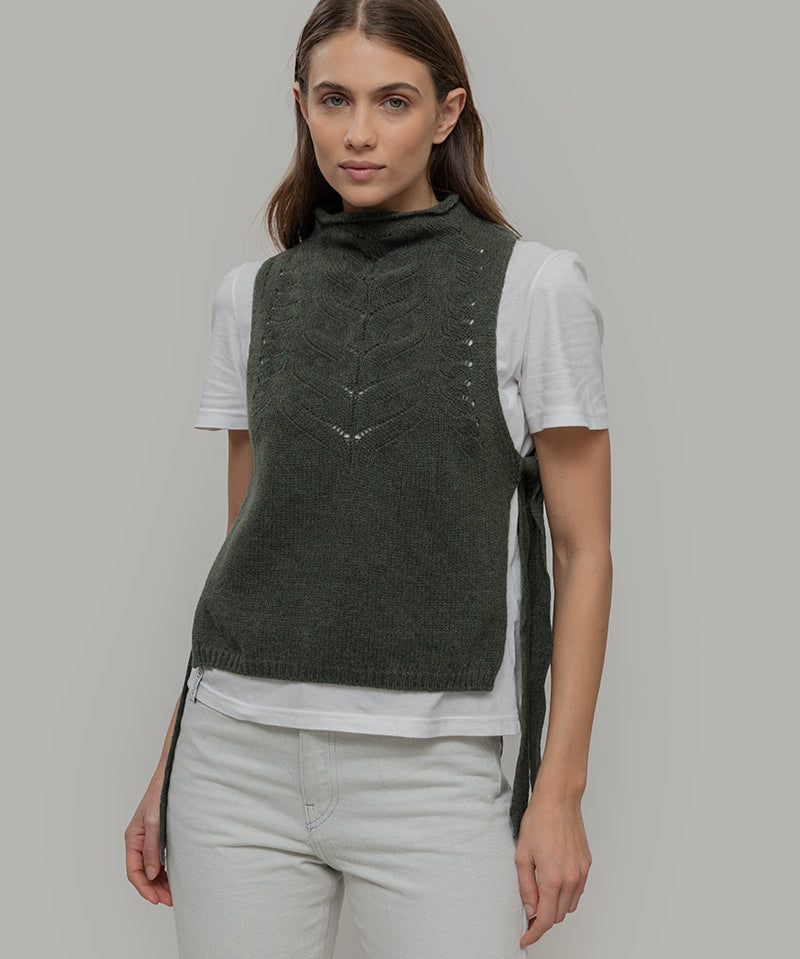 Gilet Donna Lana Rigenerata Pettorina Aperta Rebecca - Rifò Lab Moda circolare made in Italy
