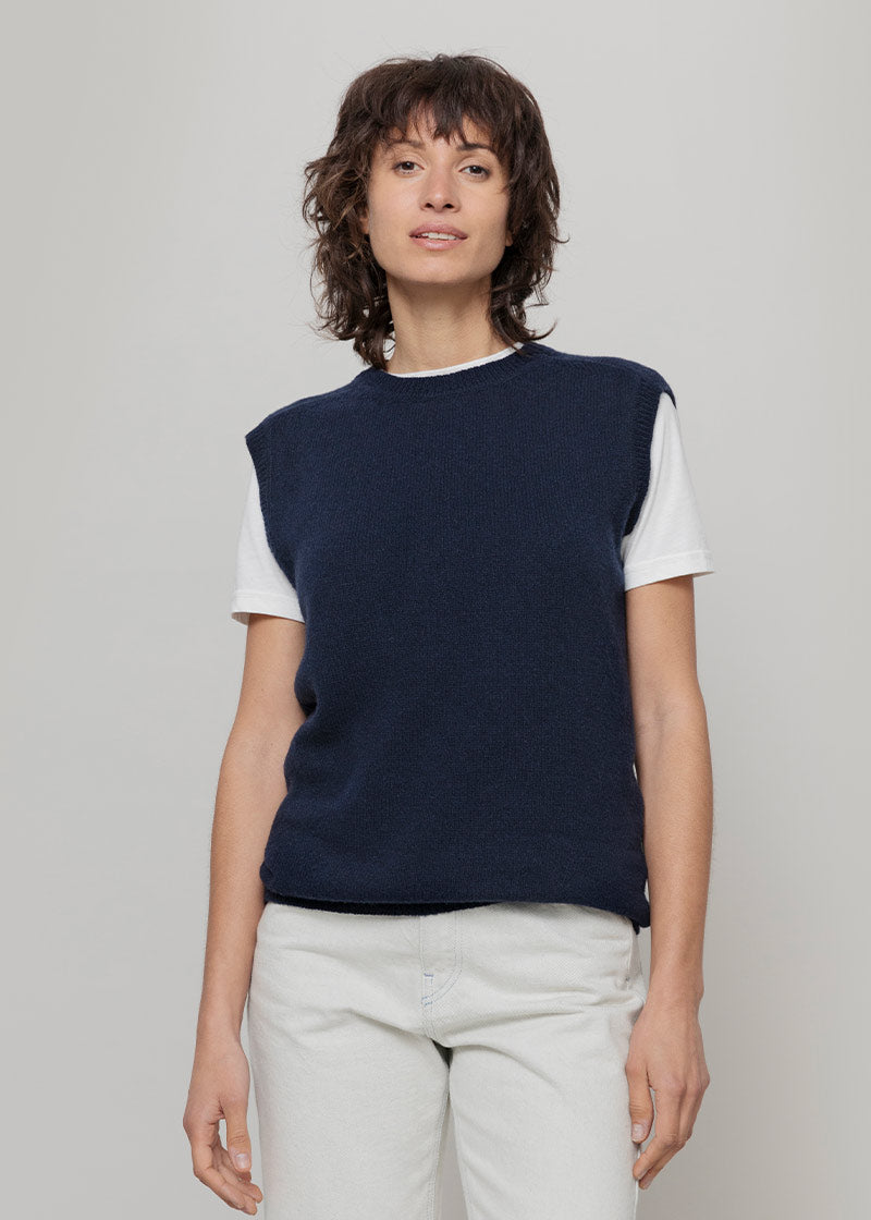 Gilet Donna in Maglia Cashmere Rigenerato Angela Smanicato Donna - Rifò Lab Moda circolare made in Italy
Blu Mora