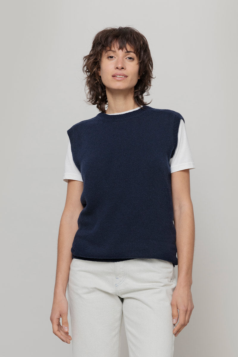 Gilet Donna in Maglia Cashmere Rigenerato Angela Smanicato Donna - Rifò Lab Moda circolare made in Italy
Blu Mora