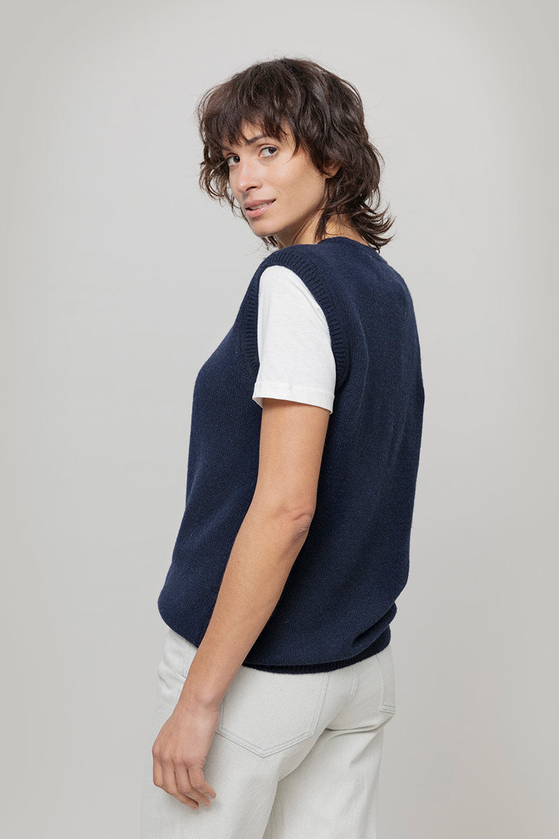 Gilet Donna in Maglia Cashmere Rigenerato Angela Smanicato Donna - Rifò Lab Moda circolare made in Italy
Blu Mora