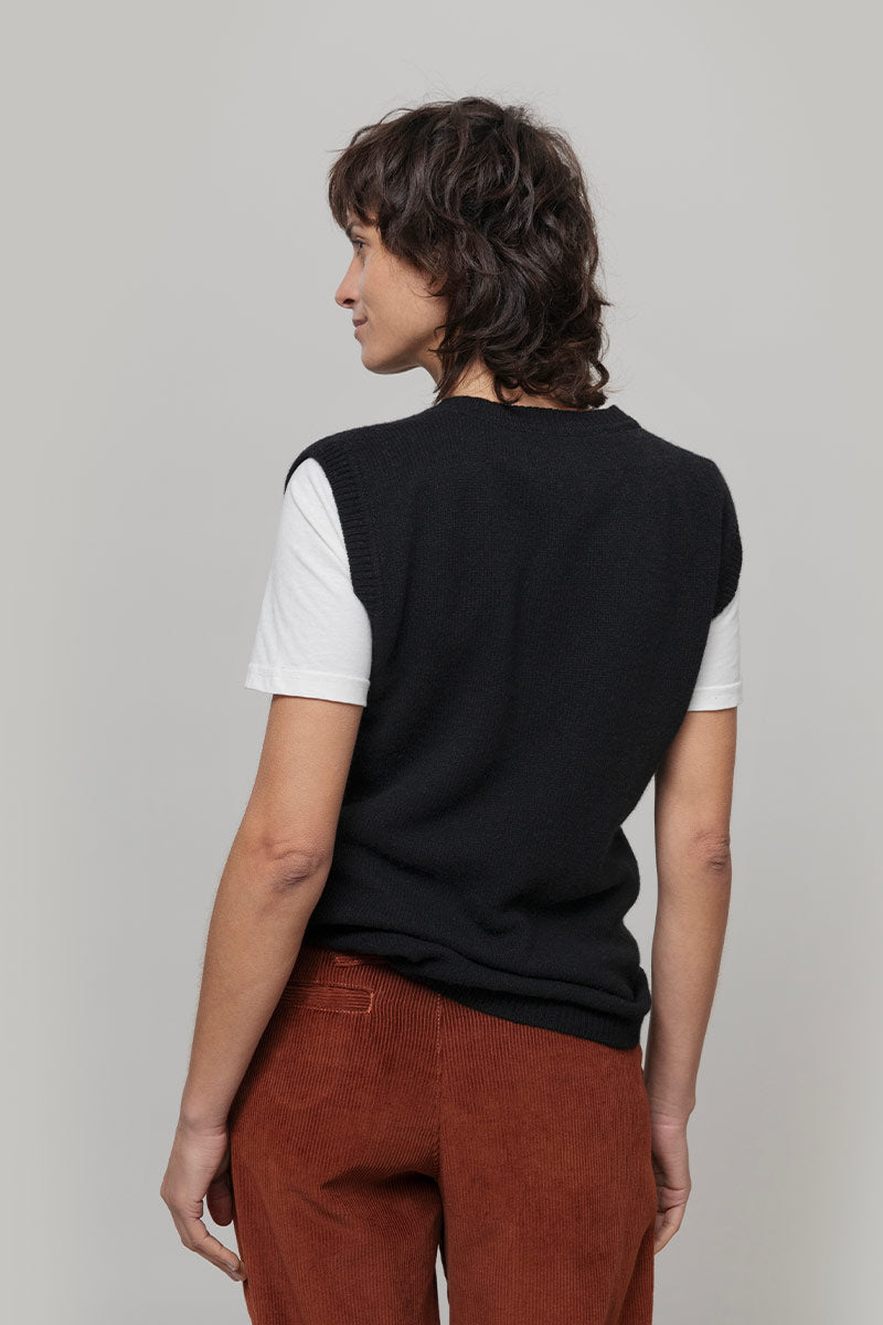 Gilet Donna in Maglia Cashmere Rigenerato Angela Smanicato Donna - Rifò Lab Moda circolare made in Italy
Nero Ardesia