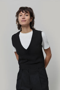Gilet Donna Scollo V Lana Melania - Rifò Lab Moda circolare made in Italy
Nero Ardesia