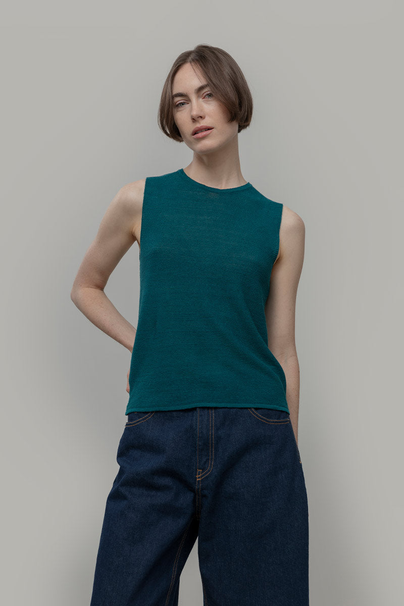 Canotta in Maglia Donna Lino Riciclato Alma - Rifò Lab Moda circolare made in Italy