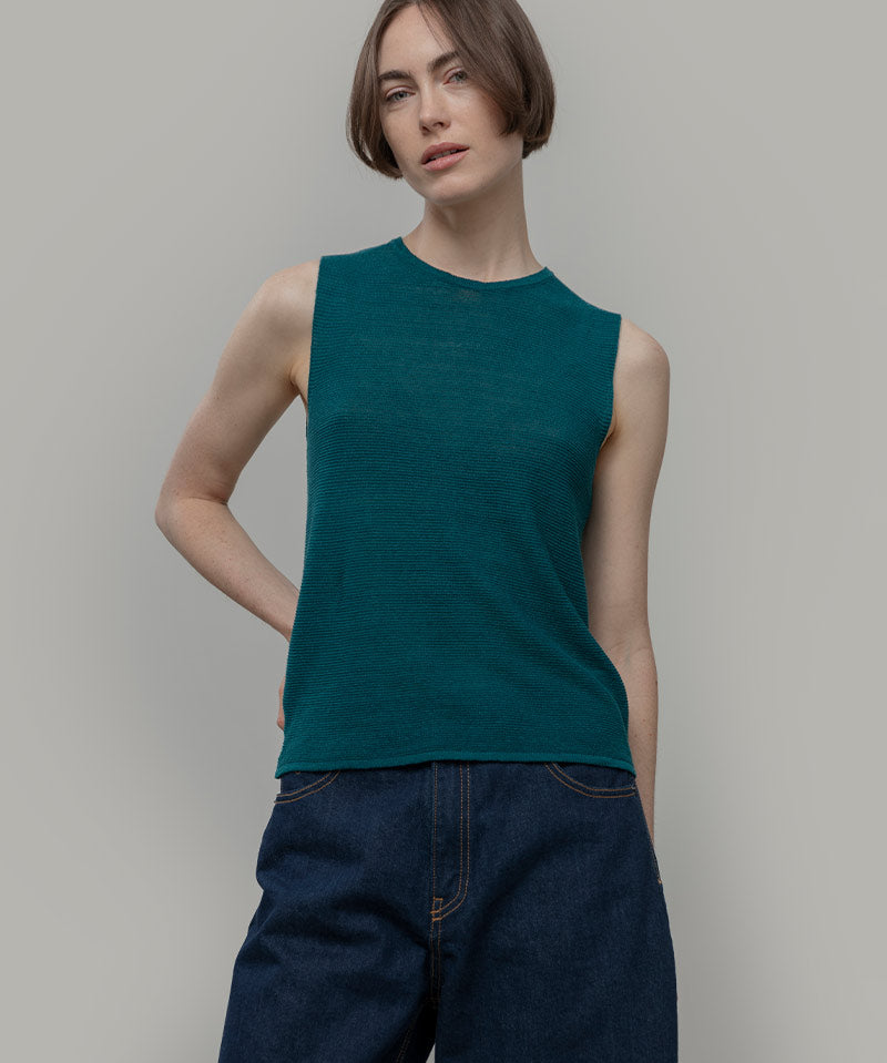 Canotta in Maglia Donna Lino Riciclato Alma - Rifò Lab Moda circolare made in Italy