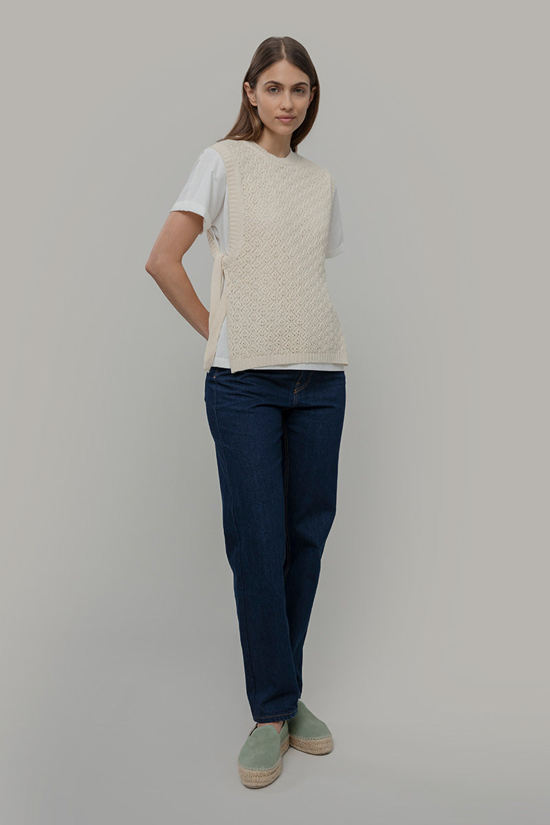 Smanicato Donna Gilet Crochet Cotone Amanda  - Rifò Lab Moda circolare made in Italy