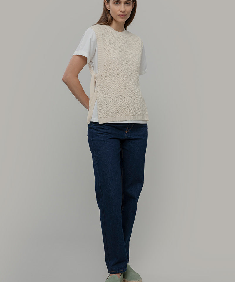 Smanicato Donna Gilet Crochet Cotone Amanda  - Rifò Lab Moda circolare made in Italy