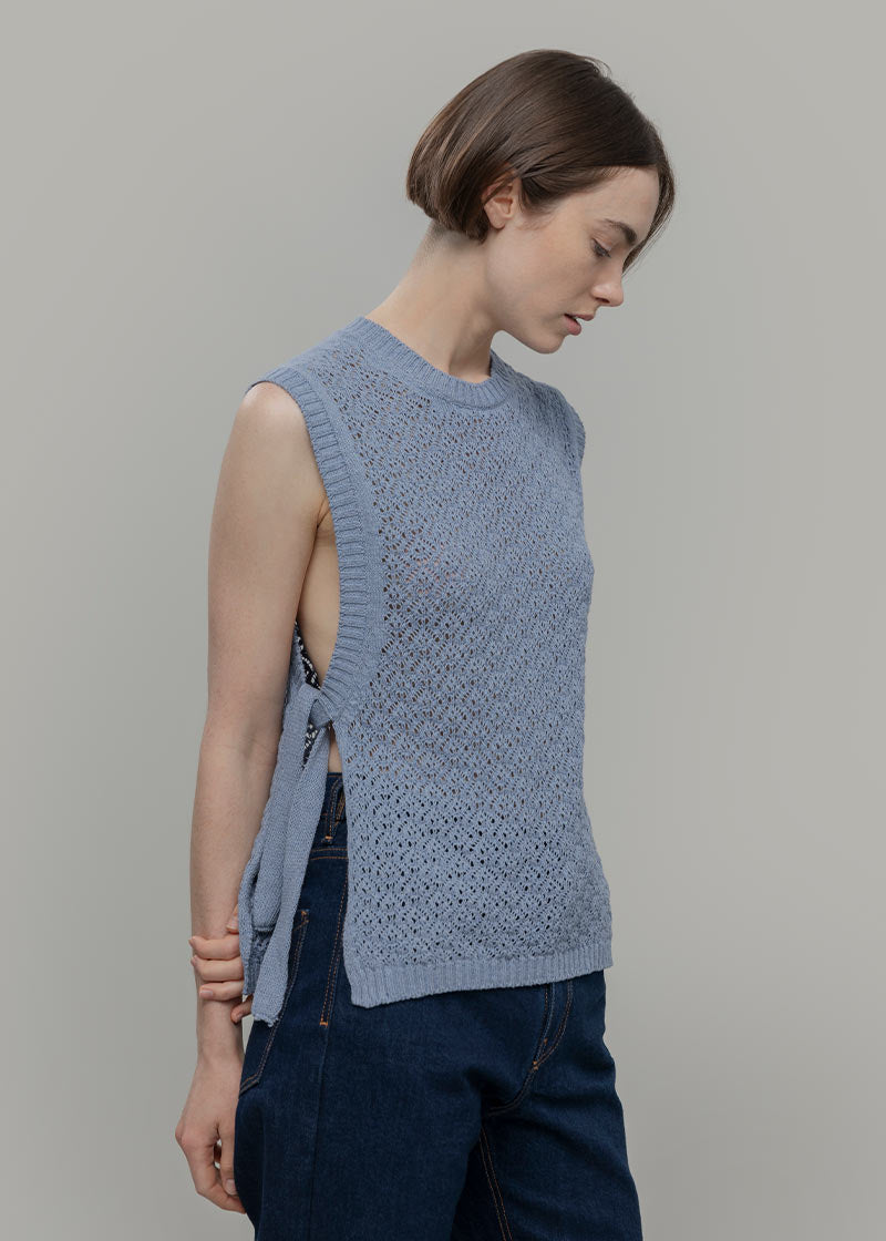 Smanicato Donna Gilet Crochet Cotone Amanda  - Rifò Lab Moda circolare made in Italy