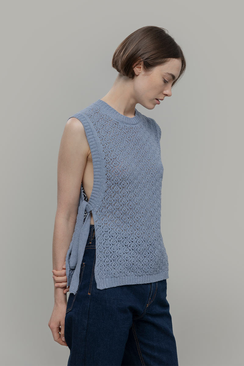 Smanicato Donna Gilet Crochet Cotone Amanda  - Rifò Lab Moda circolare made in Italy