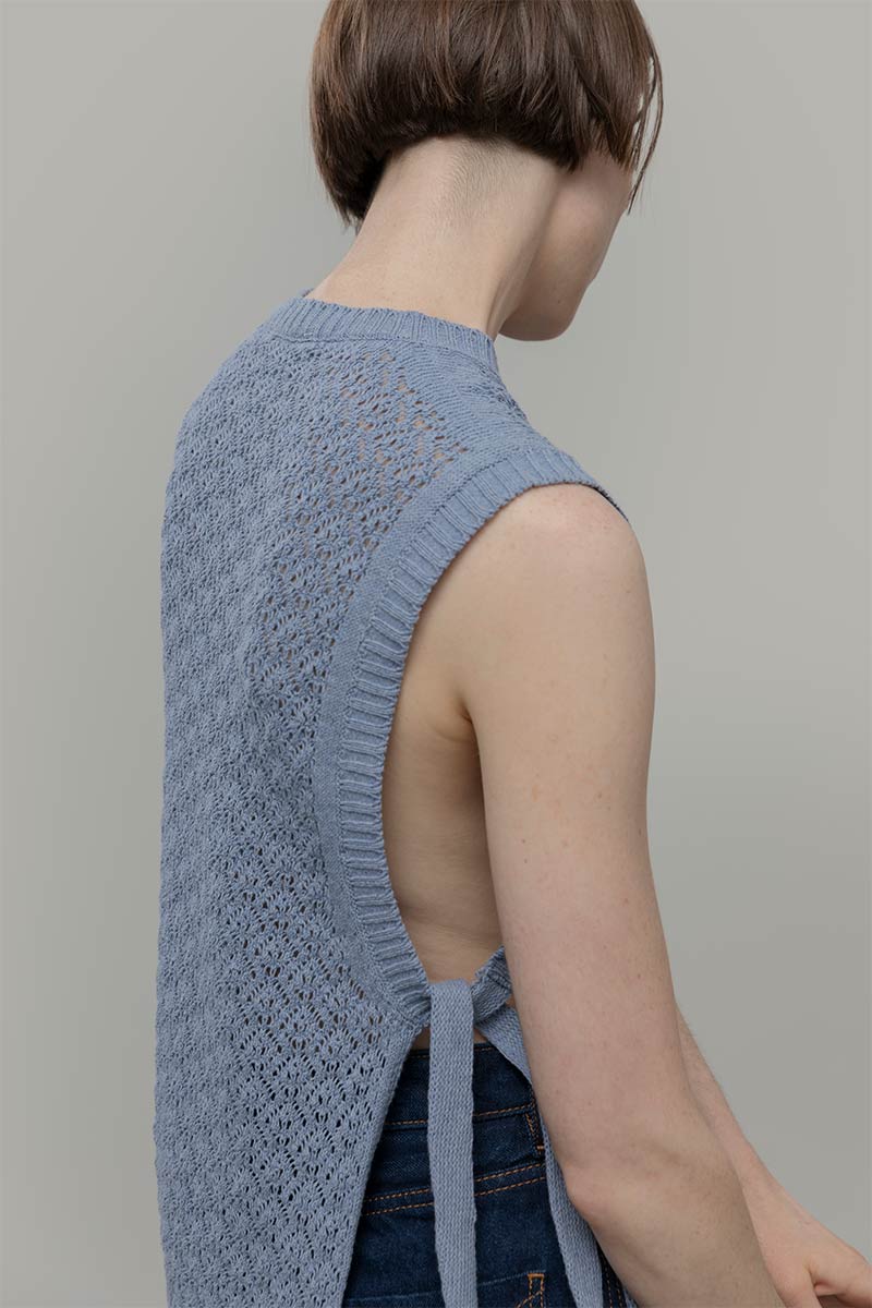 Smanicato Donna Gilet Crochet Cotone Amanda  - Rifò Lab Moda circolare made in Italy