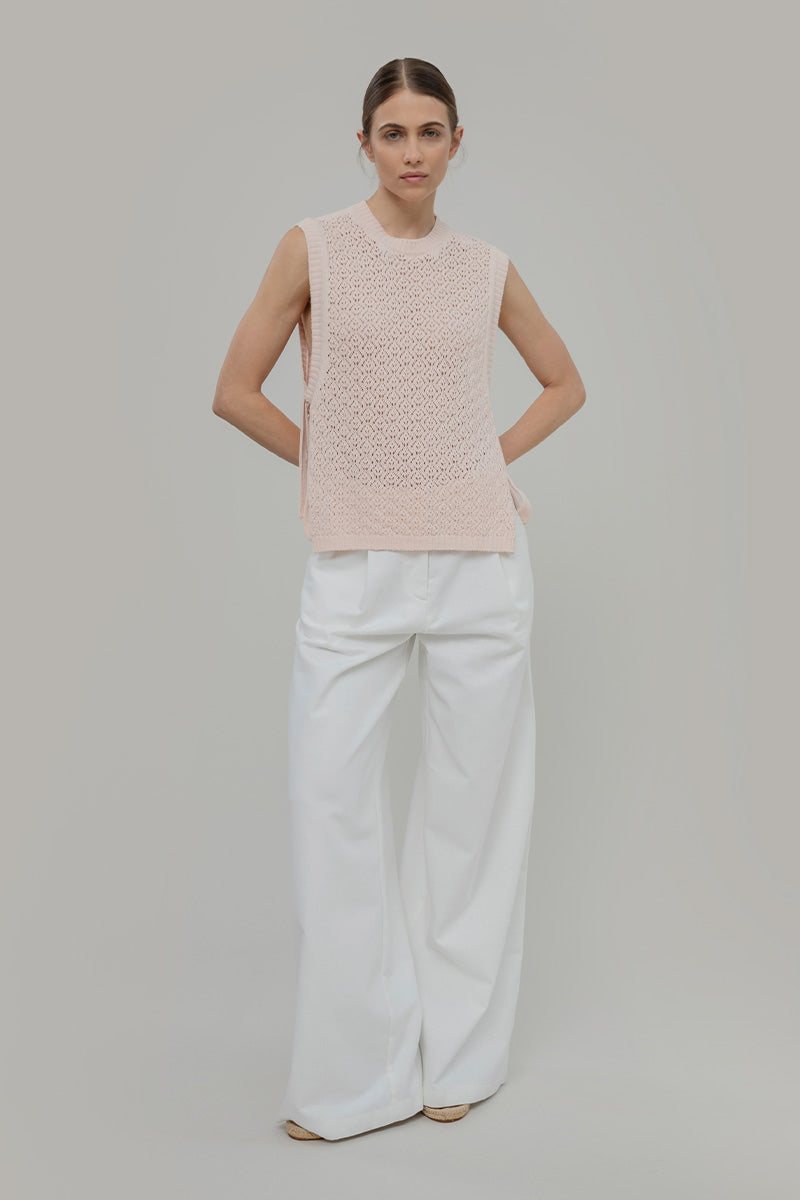 Smanicato Donna Gilet Crochet Cotone Amanda  - Rifò Lab Moda circolare made in Italy