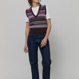 Gilet Lana Donna in Maglia Fanatasia Jacquard Stile Norvegese Simonetta  - Rifò Lab Moda circolare made in Italy