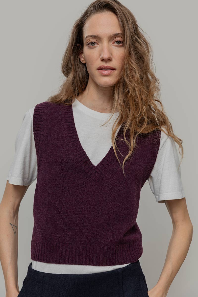 Gilet Donna Scollo V Lana Melania - Rifò Lab Moda circolare made in Italy