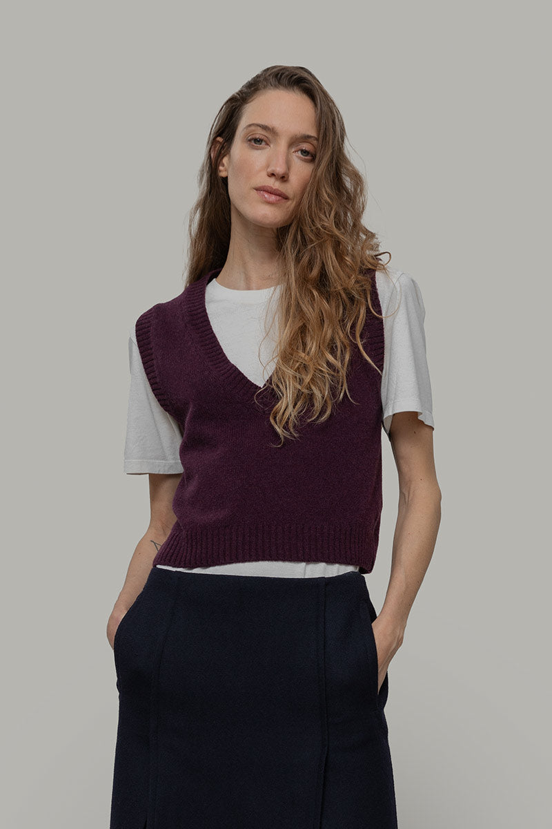 Gilet Donna Scollo V Lana Melania - Rifò Lab Moda circolare made in Italy