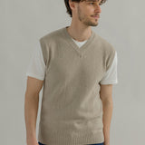 Gilet Uomo Cashmere Scollo a V Maglione Senza Maniche Uomo Ascanio - Rifò Lab Moda circolare made in Italy
Beige Sabbia
