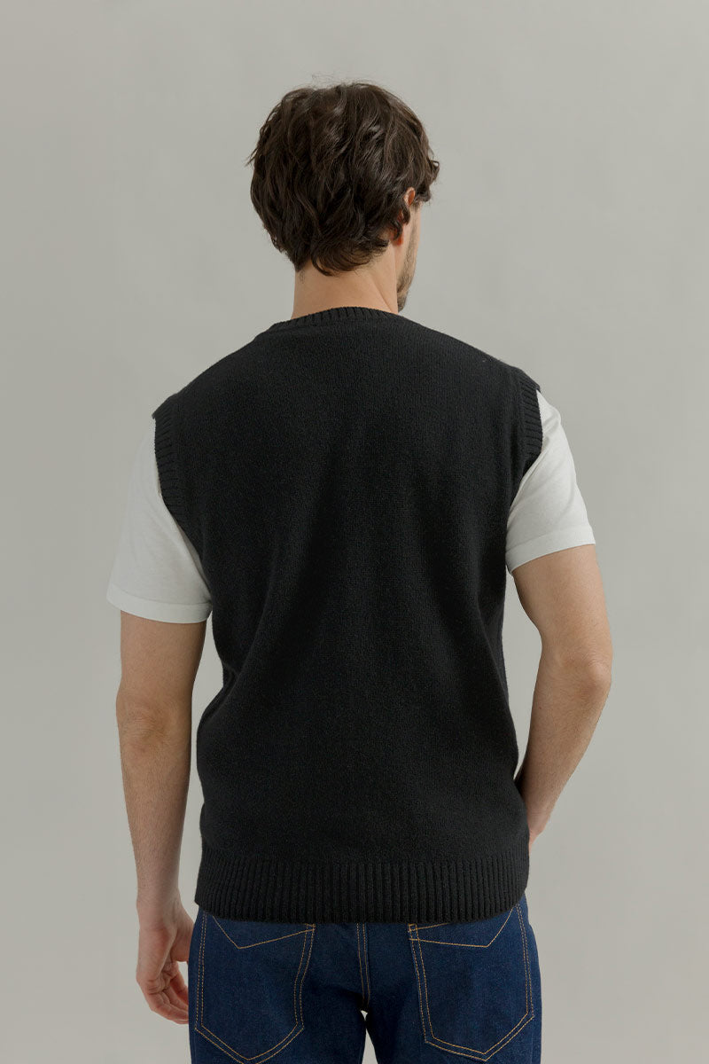 Gilet Uomo Cashmere Scollo a V Maglione Senza Maniche Uomo Ascanio - Rifò Lab Moda circolare made in Italy
Nero Ardesia