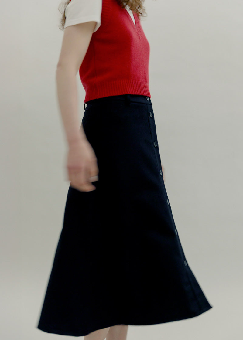 Gonna Midi Donna Elegante Lana Nera Clelia - Rifò Lab Moda circolare made in Italy
