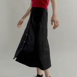 Gonna Midi Donna Elegante Lana Nera Clelia - Rifò Lab Moda circolare made in Italy