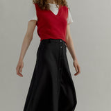 Gonna Midi Donna Elegante Lana Nera Clelia - Rifò Lab Moda circolare made in Italy