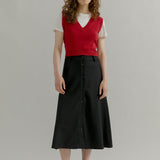Gonna Midi Donna Elegante Lana Nera Clelia - Rifò Lab Moda circolare made in Italy