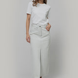 Gonna Jeans Lunga Donna Denim Riciclato Chiara Ecrù Egle - Rifò Lab Moda circolare made in Italy