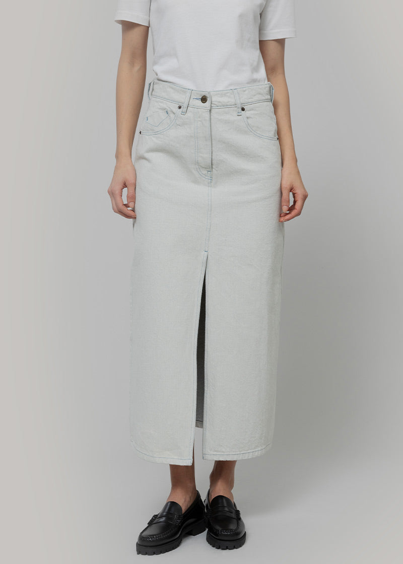 Gonna Jeans Lunga Donna Denim Riciclato Chiara Ecrù Egle - Rifò Lab Moda circolare made in Italy