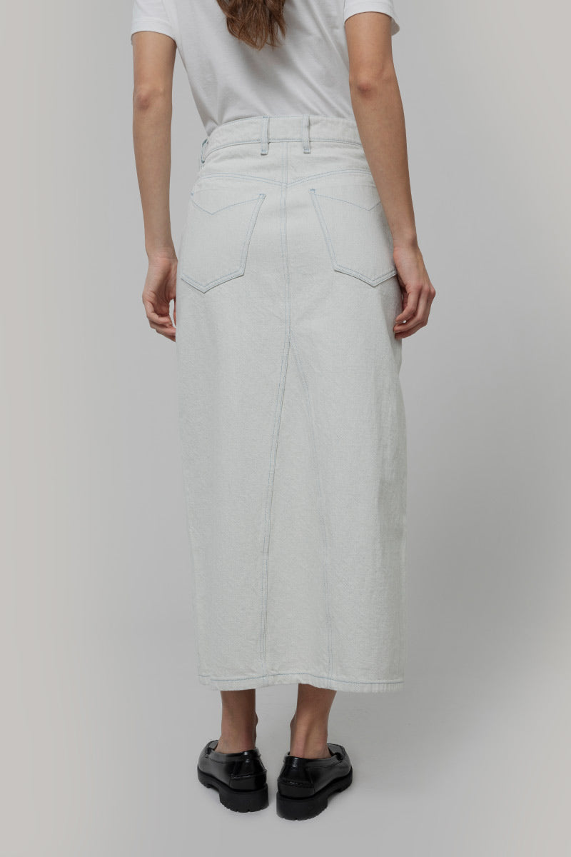 Gonna Jeans Lunga Donna Denim Riciclato Chiara Ecrù Egle - Rifò Lab Moda circolare made in Italy