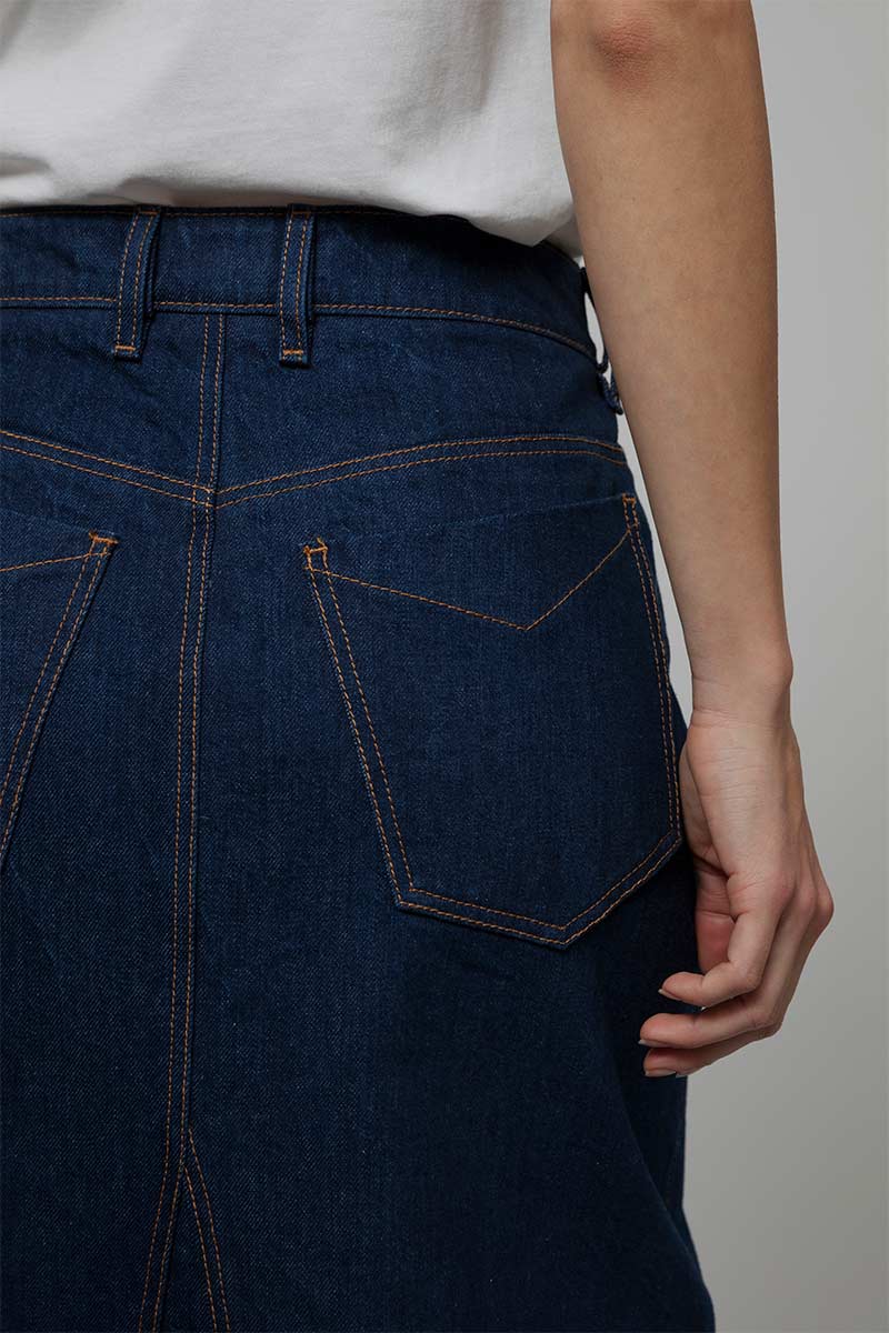 Gonna Jeans Lunga Donna Denim Riciclato Blu Egle - Rifò