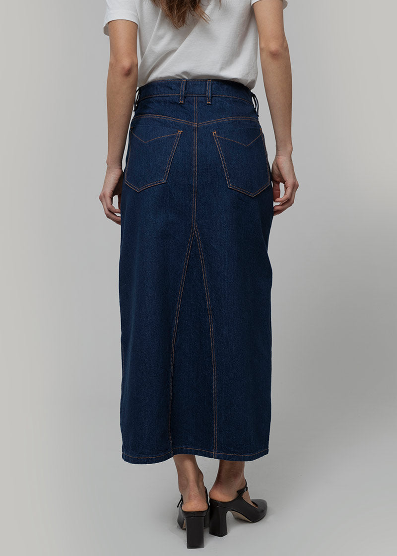 Gonna Jeans Lunga Donna Denim Riciclato Blu Egle - Rifò