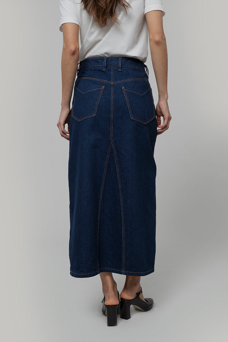 Gonna Jeans Lunga Donna Denim Riciclato Blu Egle - Rifò