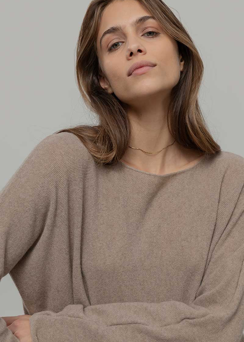 Maglia Donna Cashmere Rigenerato Dorotea Rifò Moda Circolare Made in Italy - Beige