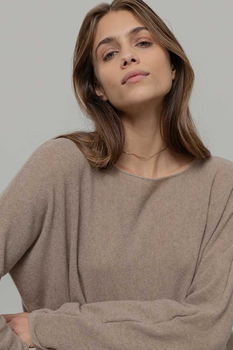 Maglia Donna Cashmere Rigenerato Dorotea Rifò Moda Circolare Made in Italy - Beige