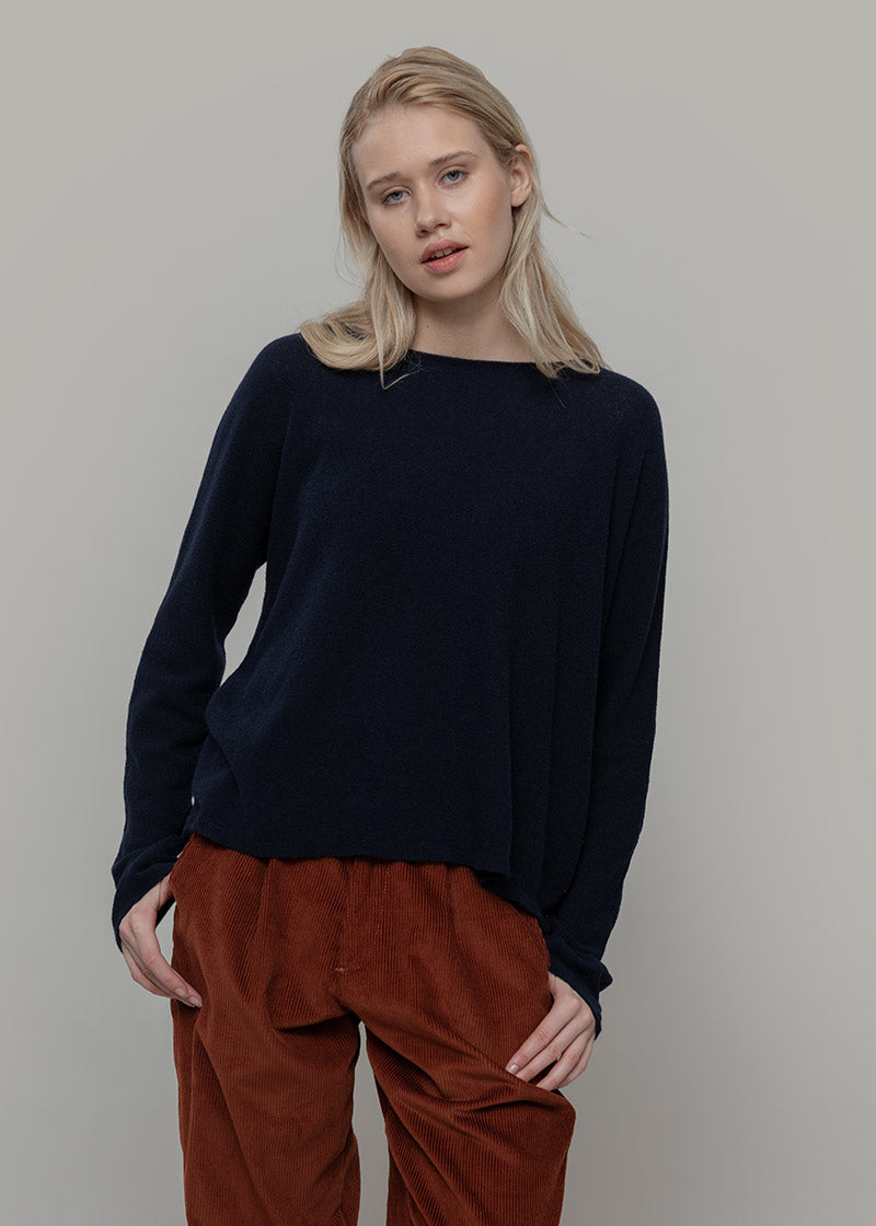 Maglia Donna Cashmere Rigenerato Dorotea Rifò Moda Circolare Made in Italy - Blu