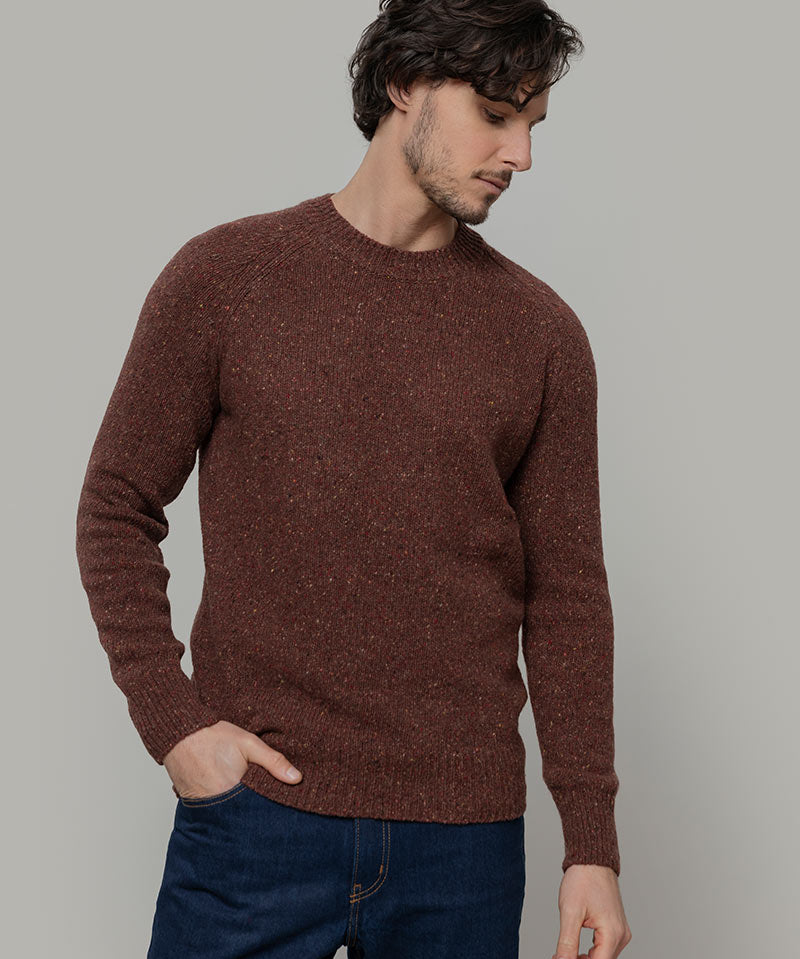 Maglia Girocollo Unisex Cashmere Rigenerato Alfredo Arancio Corten - Rifò Lab Moda circolare made in Italy