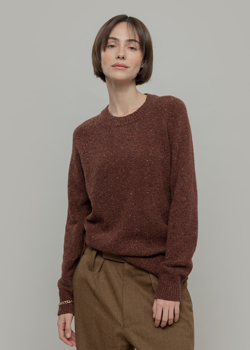 Maglia Girocollo Unisex Cashmere Rigenerato Alfredo Arancio Corten - Rifò Lab Moda circolare made in Italy