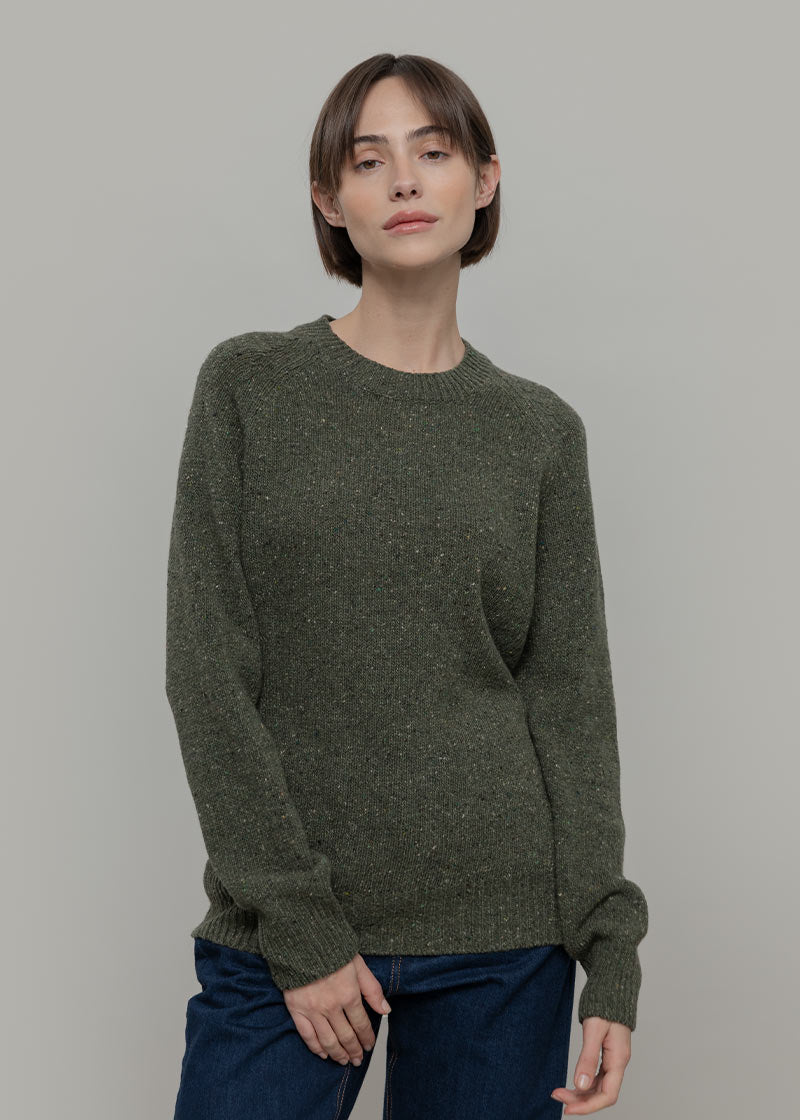 Maglia Girocollo Unisex Cashmere Rigenerato Alfredo Verde - Rifò Lab Moda circolare made in Italy