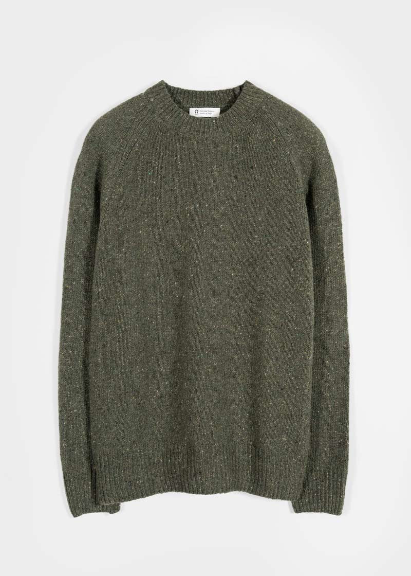 Maglia Girocollo Unisex Cashmere Rigenerato Alfredo Verde - Rifò Lab Moda circolare made in Italy