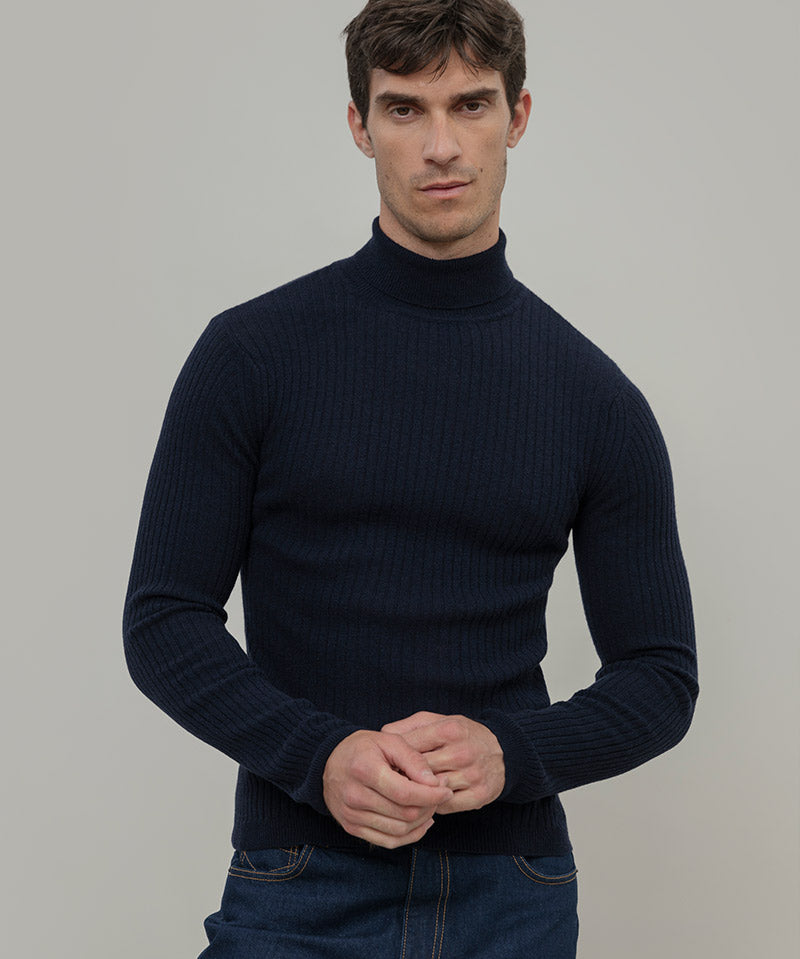 Maglione Collo Alto Cashmere Leggero Uomo - Rifò Lab Moda circolare made in Italy 