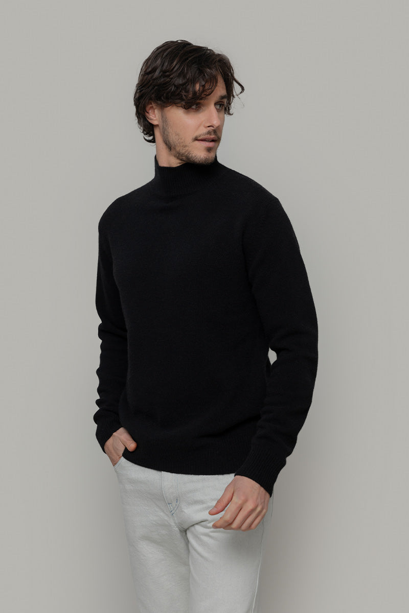Maglia Collo Alto Uomo Cashmere Clemente Nero - Rifò