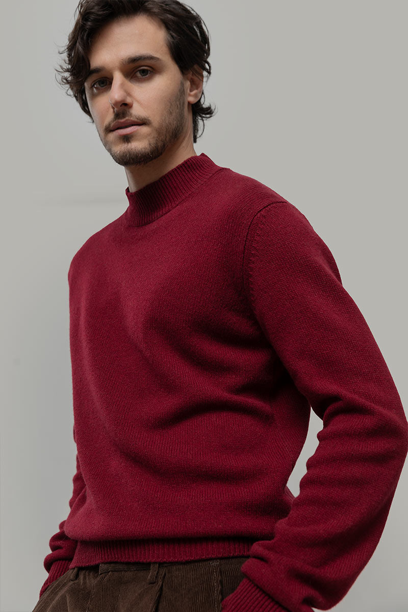 Maglia Collo Alto Uomo Cashmere Rigenerato Clemente Rosso - Rifò Lab Moda circolare made in Italy