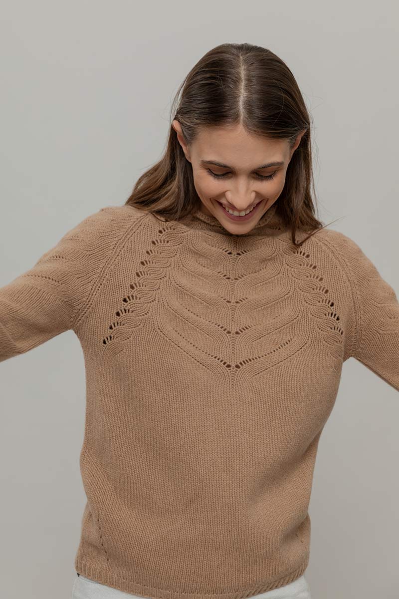Maglia Donna Lana Corinna Maglione con Trecce Lana Rigenerata - Rifò Lab Moda circolare made in Italy