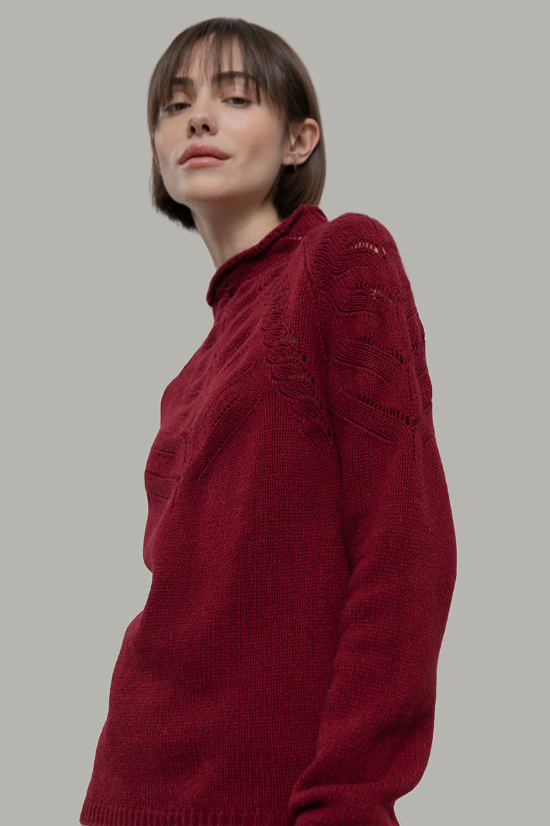 Maglia Donna Lana Corinna Maglione con Trecce Lana Rigenerata - Rifò Lab Moda circolare made in Italy