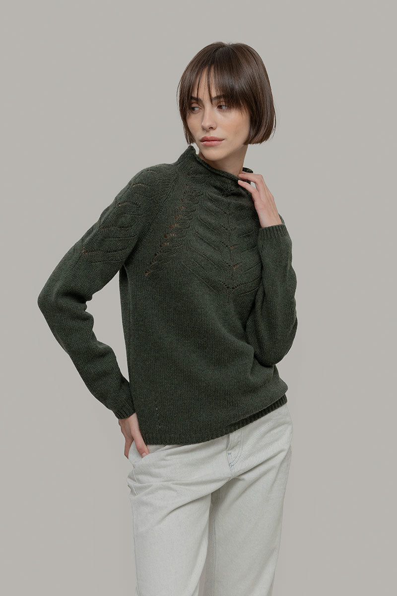 Maglia Donna Lana Corinna Maglione con Trecce Lana Rigenerata - Rifò Lab Moda circolare made in Italy