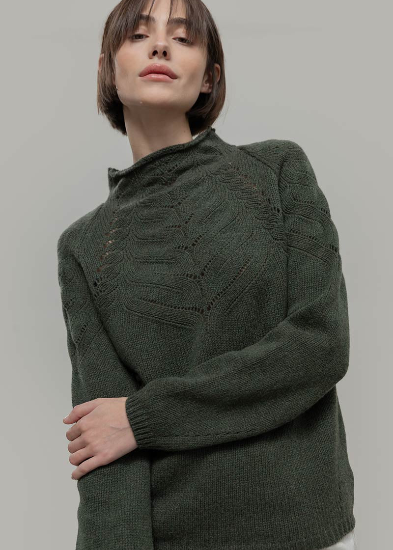 Maglia Donna Lana Corinna Maglione con Trecce Lana Rigenerata - Rifò Lab Moda circolare made in Italy
