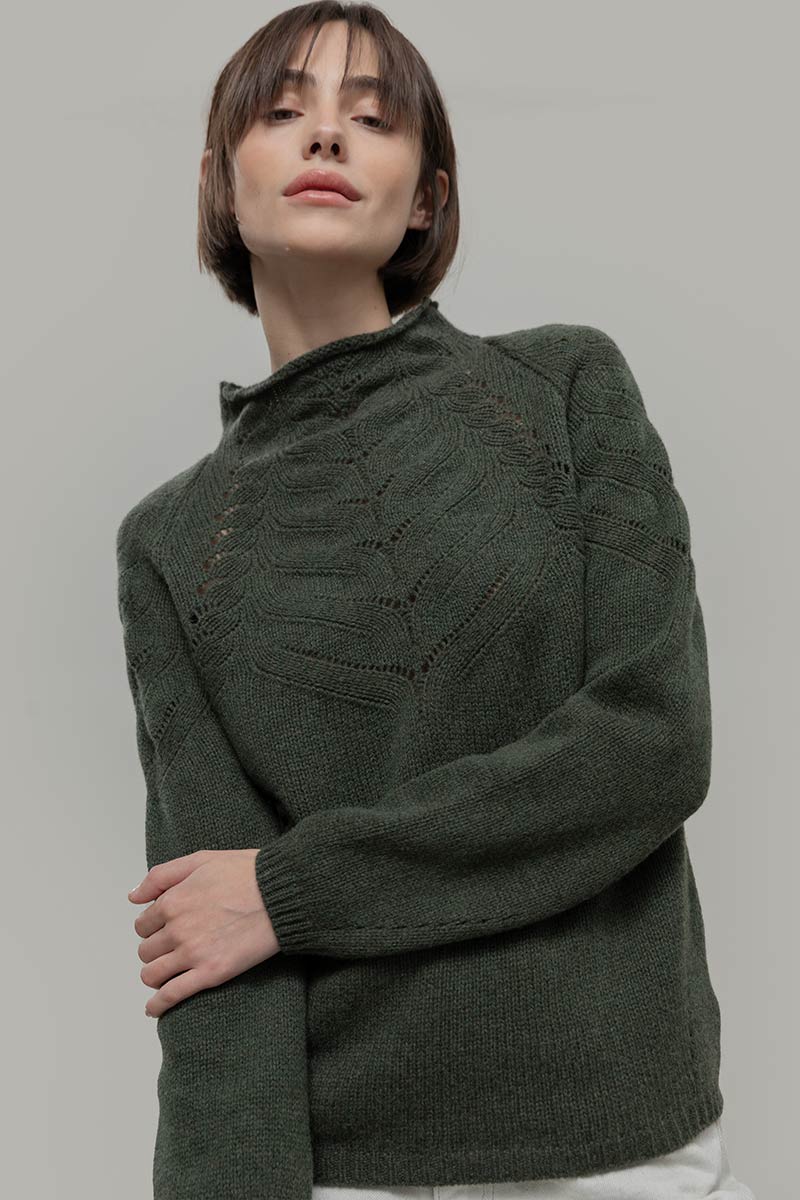 Maglia Donna Lana Corinna Maglione con Trecce Lana Rigenerata - Rifò Lab Moda circolare made in Italy