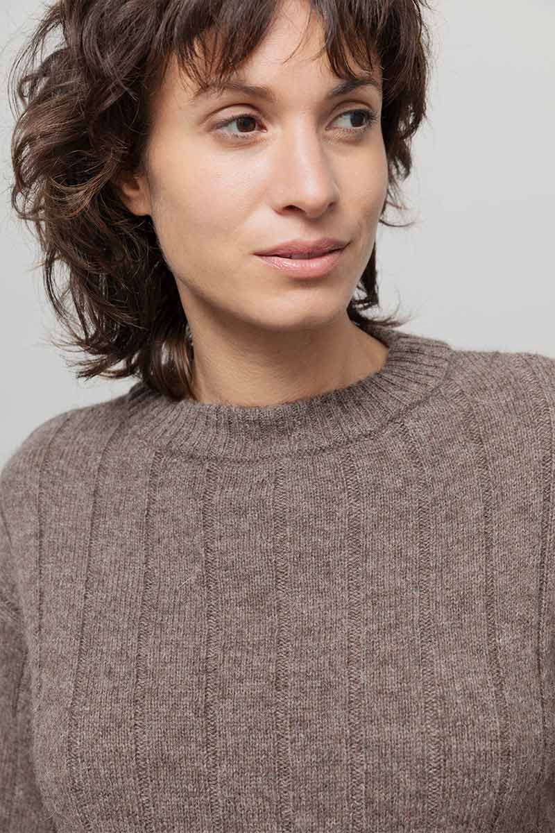 Maglione Alpaca Lana Donna Marrone Atena - Rifò Lab Moda circolare made in Italy