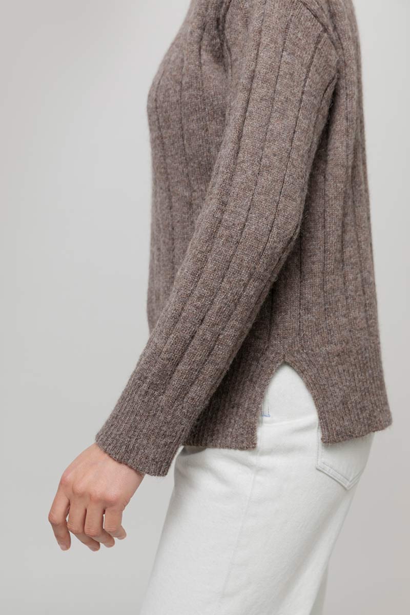 Maglione Alpaca Lana Donna Marrone Atena - Rifò Lab Moda circolare made in Italy